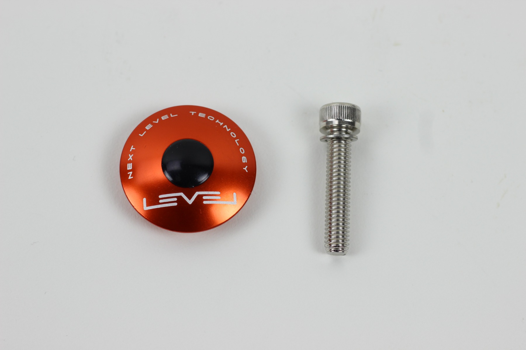 Image of Level CNC Top Cap with Bolt - Anodised Orange