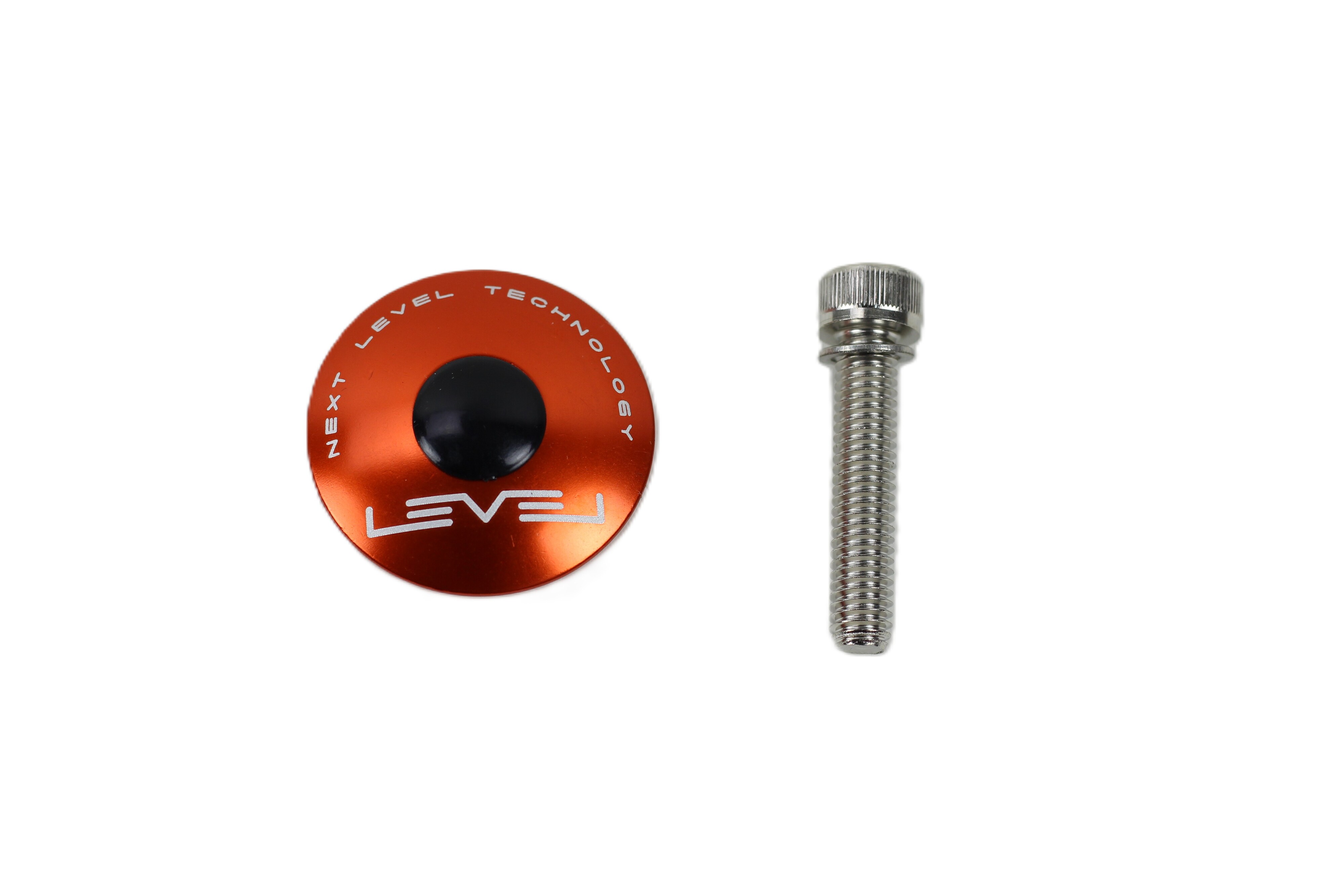 Ribble Cycles Level CNC Top Cap with Bolt - Anodised Orange