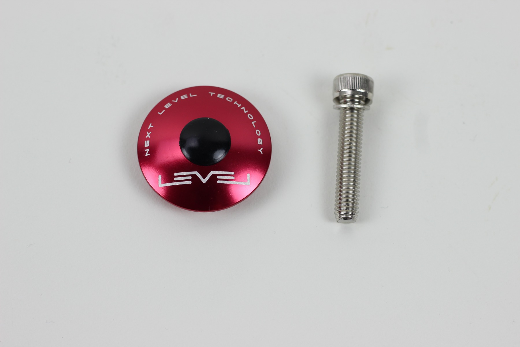 Image of Level CNC Top Cap with Bolt - Anodised Red